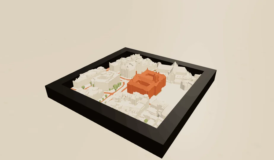 3D-geprinte maquette van de Nieuwezijds Voorburgwal in Amsterdam