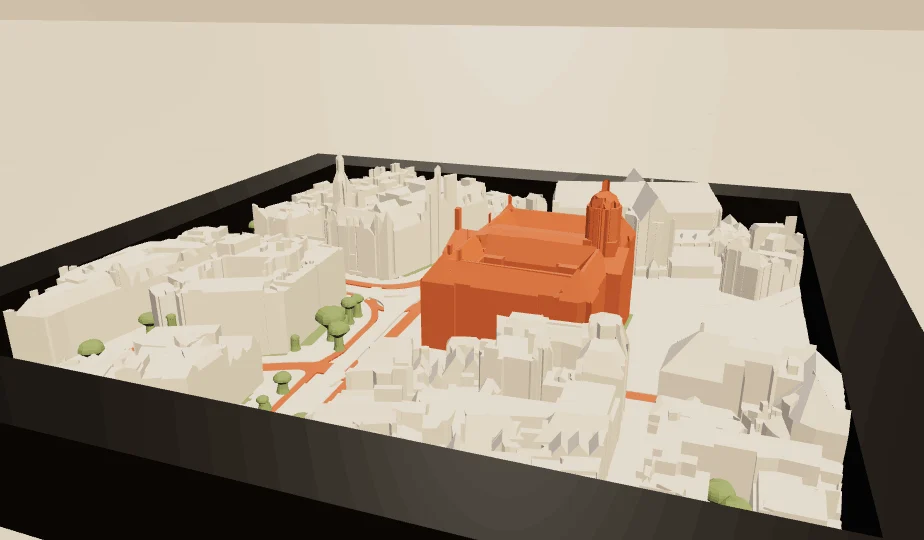 Detail van een Buurtprint-maquette met het eigen huis in een aparte kleur